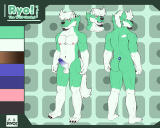 butt erection male nipples nude solo ryoryoryo_20 idle ryoishisaki canid canine canis domestic_dog humanoid husky mammal nordic_sled_dog spitz wolf 5:4 hi_res model_sheet
