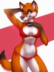 2015 3:4 anthro big_breasts blue_eyes bra breasts canid canine cleavage clothed clothing digital_media_(artwork) female fivel fox hi_res mammal navel panties solo underwear
