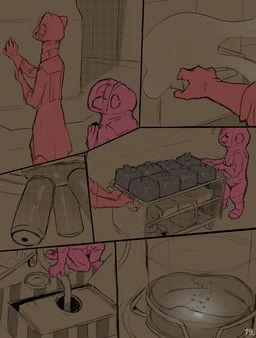 ambiguous_fluids cart chemicals container duo hazmat_suit laboratory_equipment scientific_instrument steam conditional_dnp dacad rebecca_(dacad) tyler_(dacad) avian domestic_ferret mammal mustelid musteline true_musteline weasel comic hi_res screentone