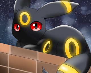 ambiguous_feral ambiguous_gender black_body black_ears black_fur black_tail brick_wall detailed_background ear_markings facial_markings feral forehead_markings fur glistening glistening_eyes glowing glowing_body glowing_fur glowing_markings head_markings kemono leg_markings loaf looking_at_viewer lying markings mouthless multicolored_body multicolored_ears multicolored_fur multicolored_tail night no_sclera on_front outside pupils quadruped red_eyes ring_(marking) side_view sky solo star starry_sky tail two_tone_body two_tone_ears two_tone_fur two_tone_tail wall_(structure) yellow_body yellow_ears yellow_fur yellow_markings yellow_tail ambilly_aniki nintendo pokemon eeveelution generation_2_pokemon mammal pokemon_(species) umbreon 2025 5:4 absurd_res colored digital_media_(artwork) full-length_portrait hi_res portrait