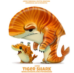 age_difference ambiguous_gender black_eyes claws duo fangs feral frown humor open_mouth orange_body orange_scales pun scales simple_background size_difference smile tan_body tan_scales teeth text visual_pun white_background young piper_thibodeau aquatic felid fish hybrid mammal pantherine requiem_shark shark tiger tiger_shark digital_media_(artwork) digital_painting_(artwork) english_text painting_(artwork) url