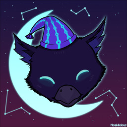 beak blue_eyes clothing constellation eyes_closed glowing glowing_eyes hat headgear headwear male moon night nightcap noahlicious pointy_ears sky sleeping solo star starry_sky text tuft deadlock mythology valve rem_(deadlock) avian gryphon hybrid mammal mythological_avian mythological_creature 2026 adobe_photoshop_(artwork) artist_name digital_drawing_(artwork) digital_media_(artwork) headshot_portrait hi_res portrait