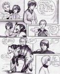 canid canine canis clothed clothing comic coop_(wrng) dialogue digitigrade english_text female feral greyscale group mammal monochrome natsume_(wrng) natsumewolf oz_(wrng) quadruped rikku tail text wolf wolf's_rain wolf's_rain_next_generation