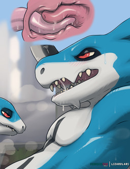 anthro anthro_on_anthro anthro_penetrated anthro_penetrating anthro_penetrating_anthro biped blue_body blush bodily_fluids duo erection frottage_in_slit genitals half-closed_eyes internal internal_slit larger_male larger_penetrated male male/male male_penetrated male_penetrating male_penetrating_male multicolored_body narrowed_eyes open_mouth penetration penile penile_penetration penis penis_in_slit red_eyes sex size_difference slit_penetration slit_play small_top_big_bottom smaller_male sweat tapering_penis two_tone_body white_body lizardlars bandai_namco digimon slit_day digimon_(species) exveemon flamedramon 2026 absurd_res digital_media_(artwork) hi_res