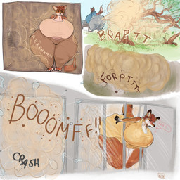 anthro barefoot beige_shirt bench bent_over big_breasts big_butt bird's-eye_view blue_clothing blue_hoodie blue_topwear bottomwear breasts broken_glass broken_window brown_bottomwear brown_clothing brown_pants brown_purse building building_destruction butt clothed clothing destruction destruction_of_property detailed_background dress elevator fart fart_cloud fart_fetish feet female front_view fur glass grey_bottomwear grey_clothing grey_pants hair high-angle_view hoodie huge_breasts huge_butt huge_hips huge_thighs hyper hyper_breasts hyper_butt hyper_fart hyper_hips hyper_thighs orange_body orange_clothing orange_dress orange_fur orange_hair outside pants park park_bench paws purse rear_view relieved shirt sigh solo speech_bubble standing tail tall tall_female thick_thighs topwear tree_destruction uncomfortable wide_hips window stinkybuns canid canine fox mammal 1:1 2019 comic digital_drawing_(artwork) digital_media_(artwork) hi_res sequence