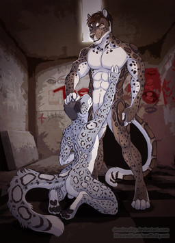 abs anthro anthro_on_anthro backsack balls biceps black_body black_ears black_fur black_hair black_nose black_pawpads black_spots black_tail brown_body brown_eyes brown_fur brown_hair brown_nose brown_spots brown_tail duo flaccid front_view fur genitals grey_body grey_fur grey_tail grin hair hand_on_chest inner_ear_fluff kneeling looking_at_another looking_at_partner looking_down looking_up male male/male markings muscular muscular_anthro muscular_male navel pawpads pecs penis pink_penis short_hair smile spots spotted_arms spotted_legs spotted_markings spotted_tail standing tail tail_markings text three-quarter_view triceps tuft white_body white_fur white_inner_ear_fluff white_pawpads white_tail demireality alexandrej_(demireality) nikolai_(demireality) clouded_leopard felid leopard mammal pantherine snow_leopard hi_res url brother_(lore) brothers_(lore) incest_(lore) sibling_(lore)