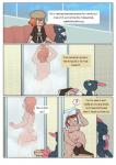 balls border breasts butt clothing comic dialogue duo ellie_(trainer-ellie) english_text erection eyes_closed female feral generation_2_pokemon genitals hi_res human inside interspecies male mammal nintendo nude panties pasteldaemon penis pokemon pokemon_(species) pokephilia rin_(trainer-ellie) semi-anthro shower sneasel sniffing speech_bubble tapering_penis text underwear wet white_border