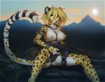 2017 amber_eyes anthro areola bad_trigger_discipline bag biped black_nose blonde_hair breasts cheetah chest_tuft clothed clothing digital_media_(artwork) erect_nipples exposure_variation f-r95 felid feline female fur gun hair harness looking_at_viewer mammal mihari nipples orange_body orange_fur panties presenting ranged_weapon rifle shaded sitting smile solo spots spread_legs spreading straps topless tuft underwear weapon yellow_eyes