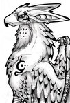 beak ear_piercing feral hooked_beak looking_at_viewer piercing ring_piercing side_view simple_background solo white_background wings mystic-moogle mythology avian gryphon mythological_avian mythological_creature 2005 guide_lines monochrome