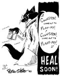 anthro black_body black_fur cheek_tuft clacking claws clothing coat countershade_neck countershading creepy_face evil_look eyewear facial_tuft fur glass_bottle glasses hand_in_pocket inner_ear_fluff male menacing_aura multicolored_body multicolored_fur music open_mouth pince-nez pockets pose sharp_teeth singing solo song speech_bubble tail taunt taunting teeth text topwear trenchcoat tuft two_tone_body two_tone_fur speet jack_salem menace gulonine mammal marten mustelid musteline sable_(marten) 1995 black_and_white english_text monochrome signature