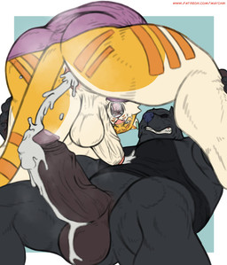 anthro anus balls bodily_fluids bottomless bottomless_anthro bottomless_male butt clenched_teeth clothed clothing cum cum_expulsion cum_fart cum_from_ass cum_in_ass cum_inside cum_on_penis cum_string cumshot duo ejaculation erection fur genital_fluids genitals half-closed_eyes humanoid_genitalia humanoid_penis leaking_cum lying male male/male muscular muscular_anthro muscular_male narrowed_eyes nude on_back open_mouth orgasm orgasm_face penis pull_out saliva saliva_string shirt tail tank_top teeth text topwear maychin connor_(maychin) canid canine canis domestic_cat domestic_dog felid feline felis mammal pit_bull absurd_res digital_media_(artwork) hi_res url