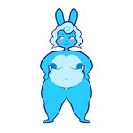 anthro blush breasts embarrassed female genitals hair nipples nude simple_background solo thick_thighs wide_hips abunbot lagomorph mammal 1:1 digital_media_(artwork) hi_res