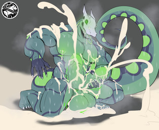 2_penises anthro balls bodily_fluids bone cum cum_on_body cum_on_chest cum_on_ground cum_on_penis ejaculation excessive_cum excessive_genital_fluids genital_fluids genitals humanoid_genitalia humanoid_penis male male/male multi_genitalia multi_penis musk musk_cloud musky_penis nipple_piercing nipples penis piercing saliva simple_background skull solo sweat sweaty_balls sweaty_genitalia sorakskullsnake sorak reptile scalie skullsnake_(species) snake hi_res