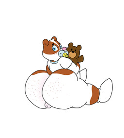 anthro balls big_butt blue_clothing blue_eyes blue_pacifier blue_shirt blue_t-shirt blue_topwear bottomless brown_body brown_ears brown_fur brown_tail butt clothed clothing footwear freckled_face freckles fur genitals hair holding_object holding_plushie holding_teddy_bear looking_back male multicolored_body multicolored_clothing multicolored_fur multicolored_shirt multicolored_t-shirt multicolored_topwear neonate object_in_mouth pacifier pacifier_in_mouth partially_clothed pink_nose plushie rear_view shirt shota simple_background sitting sitting_on_ground small_balls socks solo t-shirt tail teddy_bear thick_thighs three-quarter_view toddler topwear two_tone_body two_tone_clothing two_tone_fur two_tone_shirt two_tone_t-shirt two_tone_topwear white_background white_body white_clothing white_footwear white_fur white_hair white_shirt white_socks white_t-shirt white_topwear young young_anthro pupsnbuns bunbun_(pupsnbuns) canid canine canis domestic_dog mammal 2023 digital_media_(artwork) hi_res