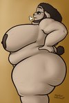 anthro belly big_belly big_breasts big_butt breasts breath butt ears_down eyebrows eyewear eyewear_only female fur glasses glasses_only hair half-closed_eyes hand_on_hip huge_breasts narrowed_eyes navel nipples nude obese obese_anthro obese_female overweight overweight_anthro overweight_female pivoted_ears scut_tail short_tail side_view solo standing stretch_marks tail thick_thighs wearing_glasses oystercatcher7 the_man_from_the_window zed_technician_games mama_rabbit_(tmftw) lagomorph leporid mammal rabbit 2023 hi_res signature