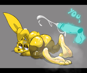 3_toes armless ass_up balls big_feet blue_eyes bodily_fluids buckteeth butt cum cum_on_body cum_on_feet cumshot directional_arrow disembodied_penis duo ejaculation feet feral foot_fetish foreskin freckled_butt freckles genital_fluids genitals huge_feet humanoid_feet long_ears long_feet male male/male musk penis plantigrade retracted_foreskin teeth text toes anonymous_artist mario_bros nintendo super_mario_64 mips lagomorph leporid mammal rabbit english_text letterbox