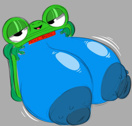 areola bedroom_eyes big_breasts black_eyes blue_areola blue_nipples breasts female huge_breasts looking_at_viewer machine narrowed_eyes nipples seductive solo tablet text yungcreate disney pixar toy_story lilypad_(toy_story) amphibian frog living_machine english_text
