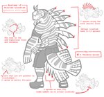 anthro bottomwear clothing directional_arrow feral footwear furgonomics how-to male pants plantigrade rear_view shoes solo standing text snarkysardine fish lionfish marine scorpaeniform 2018 english_text hi_res