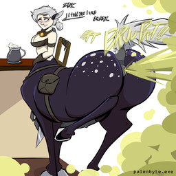 anus beverage big_butt black_body blush breasts butt butt_focus container cup dialogue eyelashes fart fart_cloud fart_fetish freckled_arms freckled_breasts freckled_face freckled_shoulders freckles green_fart_cloud hair intersex long_eyelashes looking_back looking_pleasured markings onomatopoeia simple_background solo sound_effects speech_bubble spots spotted_body spotted_butt tail tear_trough text white_hair white_tail superholdit european_mythology greek_mythology mythology frankie_thunderburk centaur equid equid_taur humanoid_taur mammal mammal_taur taur 1:1 hi_res watermark
