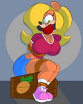 4:5 absurd_res activision anthro ball_gag bandicoot bdsm bondage bound breasts cleavage clothed clothing crash_bandicoot_(series) crate female gag hair hair_over_eye hi_res mammal marsupial midriff one_eye_obstructed restraints rope rope_bondage sitting solo tawna_bandicoot tempson thick_thighs