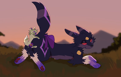 alternative_fashion ambiguous_gender ambiguous_penetrated detailed_background duo extreme_size_difference female female_penetrated feral feral_on_feral feral_penetrated feral_penetrating feral_penetrating_feral fur grass green_body green_fur larger_female larger_feral larger_penetrated male male/female male_penetrating male_penetrating_female penetration plant purple_body purple_fur purple_ribbon sex size_difference sky smaller_feral smaller_male smile sunset littleperrito nintendo pokemon fan_character kipper_(kitpawz) vi_(kitpawz) eeveelution felid feline generation_2_pokemon generation_9_pokemon mammal pokemon_(species) sprigatito umbreon 2026 digital_drawing_(artwork) digital_media_(artwork) hi_res