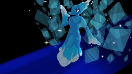 female glass solo sparkles walking water freaky_frohicky deltarune undertale_(series) miss_mizzle darkner elemental_creature mizzle_(deltarune) water_creature 16:9 2025 digital_media_(artwork) meme widescreen