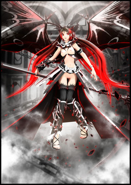 arm_armor armband barely_visible_genitalia barely_visible_vulva belt big_wings black_border black_bottomwear black_clothing black_footwear black_high_heels black_legwear black_sandals black_skirt black_thigh_highs black_wings blurred_background border bottomwear bracelet breasts clothing colored_nails feet female flying footwear genitals gradient_hair hair high_heels holding_melee_weapon holding_object holding_weapon innie_vulva jewelry knife leg_armor legwear light light_beam long_hair long_skirt looking_aside medium_breasts melee_weapon membrane_(anatomy) membranous_wings nails navel nipples outside petals pupils red_eyes red_hair red_nails sandals shoes skirt slit_pupils smoke solo sunbeam sunlight thigh_highs twintails_(hairstyle) vulva weapon wings deino_(artist) mythology calne_ca animal_humanoid dragon dragon_humanoid humanoid mythological_creature mythological_scalie scalie 2011 3d_(artwork) autodesk_3ds_max_(artwork) digital_media_(artwork) full-length_portrait hi_res portrait