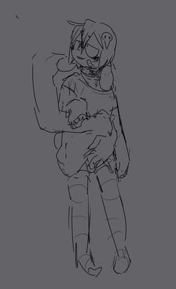 alternative_fashion anthro clothed clothing duo goth grey_background male sexual_assault simple_background smile bravobunny bravo_(bravobunny) lagomorph leporid mammal rabbit full-length_portrait greyscale hi_res monochrome portrait unfinished