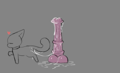 after_masturbation ambiguous_fluids ambiguous_gender animal_genitalia animal_penis dildo equine_genitalia equine_penis feral genitals grey_background heart_symbol huge_dildo penis sex_toy simple_background solo mrmystery_guy domestic_cat felid feline felis mammal