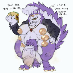 big_penis bodily_fluids breasts food foreskin genital_fluids genitals hairy huge_penis hyper hyper_genitalia hyper_penis intersex male maleherm multi_breast overweight penis pokemorph precum solo taco min_(artist) nintendo pokemon generation_4_pokemon mammal mephitid pokemon_(species) skunk skuntank 1:1 hi_res