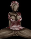 big_breasts blood blush bodily_fluids breasts clothing cross faceless featureless_face female genitals hat headgear headwear nipples nurse pussy solo spread_legs spreading uniform vein veiny_breasts veiny_skin sssonic2 konami silent_hill humanoid mammal monster monstrous_humanoid nurse_(silent_hill) hi_res