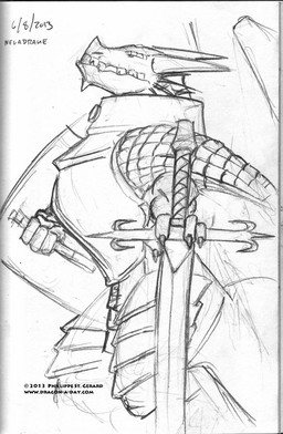 anthro armor biped knight male melee_weapon paladin shield solo sword warrior weapon dragon_a_day_(artist) mythology negadrake dragon mythological_creature mythological_scalie scalie 2020 monochrome sketch