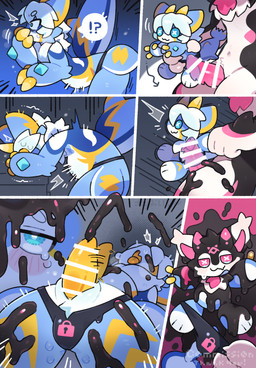 4_claws abdominal_bulge animal_genitalia animal_penis anthro arched_back black_body black_cum black_fur blue_body blue_ears blue_eyes blue_fur blue_markings blush blush_lines bodily_fluids body_takeover border bulge censor_bar cetacean_genitalia cetacean_penis chastity_bulge chastity_device chest_tuft circle_eyebrows claws clothing clothing_pull colored_cum comic_panel cum cumshot cumshot_on_chest cumshot_on_face dipstick_ears directional_arrow duo ear_markings ejaculation exclamation_point eyebrows forced forced_orgasm fur fur_markings genital_fluids genital_slit genitals goo_transformation hair holding_voodoo_doll horn internal internal_anal latex latex_clothing latex_transformation latex_underwear leaning leaning_against_counter leaning_forward liquid_latex lock_bulge male markings multicolored_ears open_mouth orgasm orgasm_denial penis pink_body pink_fur pink_markings pink_penis question_mark raised_tail ribbed_penis sex speech_bubble sweat tail tapering_penis text thrust_lines thrusting tongue transformation tuft underwear underwear_pull unusual_bodily_fluids unusual_chastity unusual_cum unusual_genital_fluids voodoo voodoo_penetration voodoo_sex white_body white_border white_ear_tips white_eyebrows white_fur white_hair yellow_body yellow_claws yellow_ear_tips yellow_fur yellow_horn yellow_markings yellow_mouth yellow_penis yellow_tongue nan_014ne aquatic cetacean furred_cetacean living_latex mammal 2025 censored comic english_text hi_res portrait sequence three-quarter_portrait
