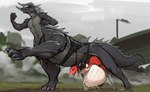 abdominal_bulge ahegao anthro anthro_on_taur anthro_penetrated armbinder balls bdsm belly_riding big_balls binder_(restraint) biped bitchsuit black_body bodily_fluids bondage bondage_gear bound claws collar cum cum_drip cum_inflation cum_inside cum_through dripping drooling duo fucked_silly fur genital_fluids genitals grey_body hands_behind_back horn huge_balls hyper hyper_inflation inflation larger_male larger_taur looking_pleasured male male/male male_penetrated male_penetrating male_penetrating_male outside_sex penetration quadruped red_body red_fur restraints running saliva sex size_difference smaller_anthro smaller_male tail taur_penetrating taur_penetrating_anthro toe_claws tongue tongue_out white_body white_fur raptoral mythology raptoral_(character) xaentrick dragon dragon_taur mythological_creature mythological_scalie scalie sergal taur 2023 digital_media_(artwork) hi_res