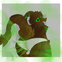 anthro balls big_butt butt clothing eyewear fart fart_cloud fart_fetish femboy genitals glasses green_fart_cloud male simple_background small_balls solo toony underwear archenarie kairos sergal 1:1 hi_res