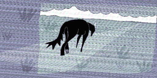 ambiguous_gender black_body black_fur feral fur grass plant solo surrealism walking guncht canid canine canis mammal wolf 2024