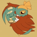 airborne_food airborne_object ambiguous_gender anthro egg food looking_at_viewer open_mouth sandwich_(food) simple_background solo yellow_eyes unagiga nintendo pokemon accipitrid accipitriform avian bird generation_6_pokemon hawlucha pokemon_(species) 1:1