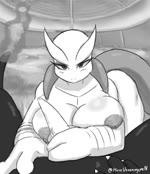 animal_genitalia animal_penis anthro areola bedroom_eyes big_breasts black_body blush blush_lines breasts duo eyelashes female fire flaming_tail genitals grey_areola grey_nipples handjob huge_breasts male male/female narrowed_eyes nipples penile penis seductive sex tail white_body hxveuseenmypen nintendo pokemon generation_6_pokemon humanoid legendary_pokemon mega_charizard mega_charizard_x mega_evolution mega_mewtwo mega_mewtwo_x pokemon_(species) animated no_sound short_playtime webm