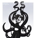 anthro black_bottomwear black_clothing black_goo black_pants black_tentacles bottomwear clothing crop_top gesture hand_gesture looking_at_viewer male pants pointing pointing_up shirt sleeveless_topwear slim_anthro slim_male solo tentacles topwear maefeline felid lion mammal pantherine 2023 hi_res