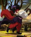 anthro big_breasts big_butt breasts butt female fluffy fluffy_tail fur huge_breasts purple_eyes red_body red_fur side_view solo staff tail thick_thighs deonwolf dragon's_crown vanillaware ruby_(deonwolf) sorceress_(dragon's_crown) canid canine fox mammal hi_res