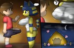 ambiguous_penetration animal_crossing ankha_(animal_crossing) anthro anthro_penetrated biped black_eyes blue_body clothing domestic_cat duo enigi09 erection erection_under_clothing felid feline felis female female_penetrated from_front_position genitals hi_res human human_on_anthro human_penetrating human_penetrating_anthro interspecies male male/female male_penetrating male_penetrating_female mammal mating_press nintendo penetration penile penile_penetration penis question_mark sex side_view speech_bubble tent villager_(animal_crossing) wraps yellow_body