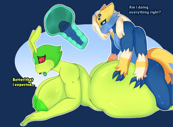 anthro balls big_breasts big_butt big_penis bodily_fluids breasts butt defloration duo female fur genital_fluids genitals huge_butt male male/female mature_female nipples nude penetration penis simple_background size_difference smaller_male smile text thick_thighs uterus vaginal vaginal_penetration yellow_body yellow_fur bones_on_string mythology nintendo pokemon arachnid arthropod dragon flygon galvantula generation_3_pokemon generation_5_pokemon joltik mythological_creature mythological_scalie pokemon_(species) scalie x-ray_(disambiguation) absurd_res digital_media_(artwork) hi_res