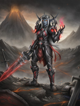 5_fingers armor black_armor black_clothing black_gloves black_handwear blue_body blue_lips blue_skin breastplate closed_smile clothing crown eyebrows eyelashes female female_humanoid fingers gloves greaves grey_helmet hair handwear headgear holding_melee_weapon holding_object holding_sword holding_weapon humanoid_pointy_ears light lips long_ears long_eyebrows long_hair magic magic_user melee_weapon mountain mouth_closed orange_sclera outside pauldron pointy_ears rock shield smile smoke solo standing sword volcanic_eruption volcano weapon white_eyebrows white_eyes white_hair marie_gelebart blizzard_entertainment warcraft fan_character myrrah_(azshava_1997) elf humanoid nightborne 2025 absurd_res adobe_photoshop_(artwork) colored digital_media_(artwork) digital_painting_(artwork) english_description full-length_portrait hi_res lighting painting_(artwork) portrait shaded