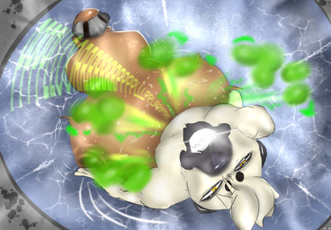 age_difference anal anal_penetration anthro big_butt bird's-eye_view black_body black_fur butt doggystyle duo elderly_male fart fart_cloud farting_on_another farting_on_crotch farting_while_penetrated from_behind_position fur green_fart_cloud grin high-angle_view hot_tub huge_butt lens_flare looking_at_viewer male male/male mature_male older_male onomatopoeia penetration sex smile sound_effects steam tan_body tan_fur teeth text water wet wet_body yellow_eyes oddkangal river_(oddkangal) canid canine canis domestic_dog human kangal livestock_guardian_dog mammal molosser mountain_dog pastoral_dog hi_res
