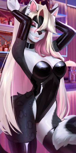 anthro bedroom_eyes big_breasts biped breasts camel_toe claws clothed clothed_anthro clothed_female clothing countershade_torso countershading female fingers front_view fur hair highleg highleg_leotard inside legwear leotard looking_at_viewer narrowed_eyes piercing pose seductive small_waist smile solo spots standing tail thick_thighs thigh_highs art-abaddon felid feline mammal 1:2 2026 digital_drawing_(artwork) digital_media_(artwork) hi_res pinup