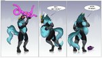 anthro appliance blue_body blue_fur border digestion duo female fur horn kitchen_appliance long_tail machine male male/female male_pred pink_body pink_fur spelling_error tail toaster vore white_border yellow_eyes yellow_horn cmitchell protogen absurd_res comic hi_res