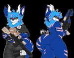 anthro armor bulletproof_vest butt clothed clothing eyewear femboy fur glasses gloves gun hair handwear holding_gun holding_object holding_ranged_weapon holding_weapon looking_at_viewer looking_back looking_back_at_viewer low-angle_view male nude presenting raised_tail ranged_weapon rifle simple_background smile solo tactical_femboy tactical_gear tail topwear transparent_background weapon tasticstarlight mythology kallus_(kallus_tale) dragon furred_dragon furred_scalie mythological_creature mythological_scalie scalie alpha_channel digital_media_(artwork) hi_res shaded