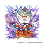 anthro asian_clothing blue_body blue_fur clothing east_asian_clothing fur humanoid_hands japanese_clothing male mawashi overweight overweight_anthro overweight_male simple_background solo sumo text white_background white_body white_fur kinoshita-jiroh sengoku_puzzle raiden_shin'emon felid mammal pantherine tiger 1:1 2019 japanese_text