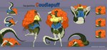 anthro female green_body green_scales hair long_hair male multiple_poses pose red_hair scales slightly_chubby slightly_chubby_female solo text smolevn reptile scalie snake english_text hi_res model_sheet