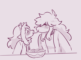 anthro antlers blush bowl clothing container duo eating female female/female food freckles furniture hair horn jacket pasta romantic simple_background smile spaghetti table topwear just_hana deltarune spaghetti_scene undertale_(series) noelle_holiday susie_(deltarune) deer mammal new_world_deer reindeer monochrome shaded simple_shading sketch